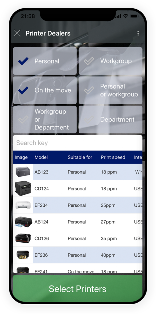 Printer Dealers App build with Excel tricks