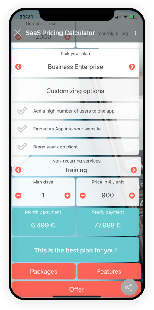 SaaS Pricing Calculator app